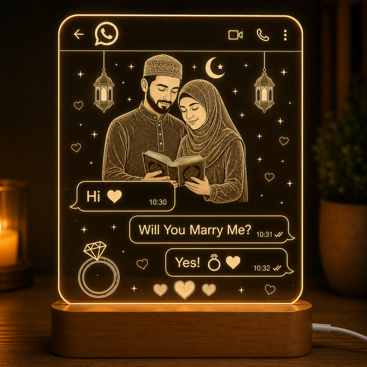 Islamic Couple Lamp | Personalized Muslim Couple Gift Chennai